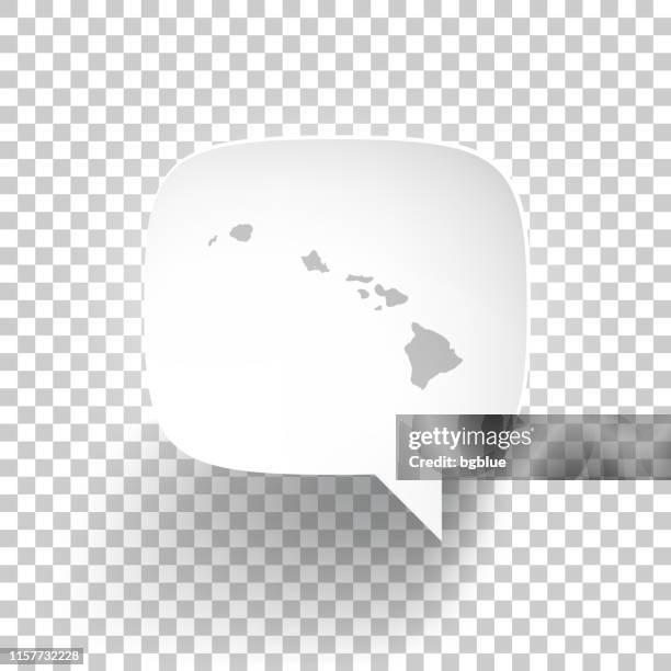 speech bubble with hawaii map on blank background - honolulu stock illustrations