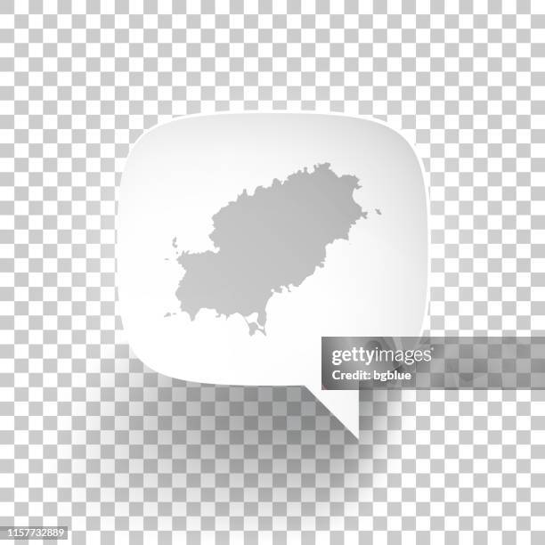 speech bubble with ibiza map on blank background - ibiza island stock illustrations