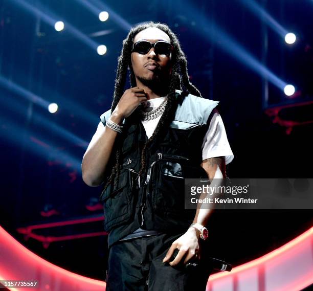 Takeoff of Migos performs at the 7th Annual BET Experience at L.A. Live Presented by Coca-Cola at Staples Center on June 22, 2019 in Los Angeles,...