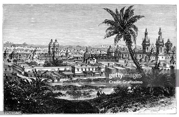 lima capital peru illustration 1887 - lima stock illustrations