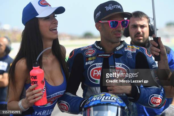 Marco Melandri of Italy and GRT Yamaha WorldSBK prepares to start on the grid during the Tissot Superpole race during the FIM Superbike World...