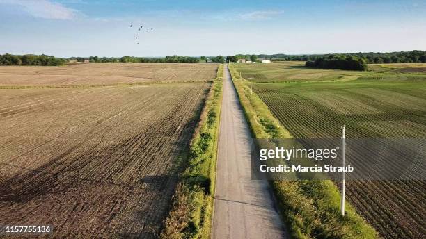 country road from above - country road aerial stock pictures, royalty-free photos & images