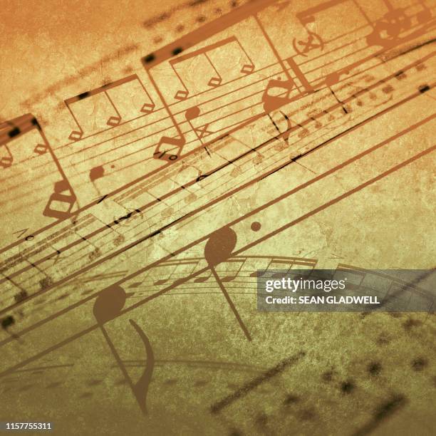 abstract music notes - classical music background stock-fotos und bilder