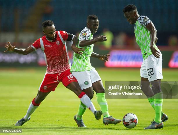 And Kenneth OMERUO of Nigeria and SAIDO BERAHINO of Burundi during the 2019 Africa Cup of Nations Group B match between Nigeria and Burundi at...