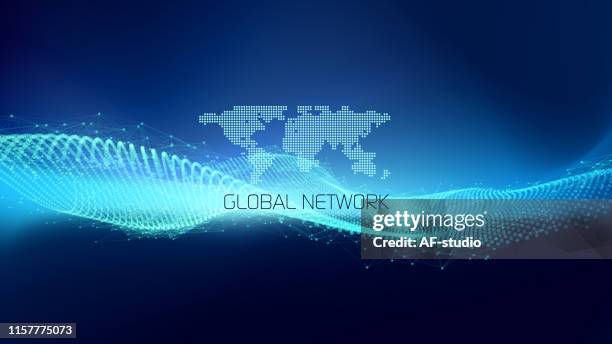 abstract particle background with copy space - connected data world stock illustrations