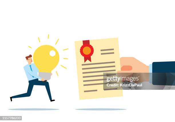 giving certificate - receiving certificate stock illustrations