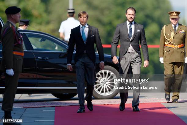 Prince Louis of Luxembourg and Prince Felix of Luxembourg arrive at the Philharmonie for the concert on the National Day on June 23, 2019 in...