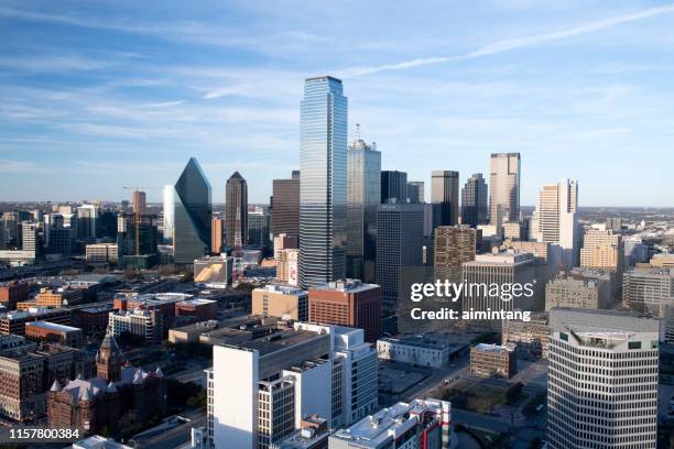 aerial view of downtown dallas - dallas texas stock pictures, royalty-free photos & images