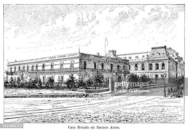 buenos aires argentina casa rosada 1887 - estuary stock illustrations