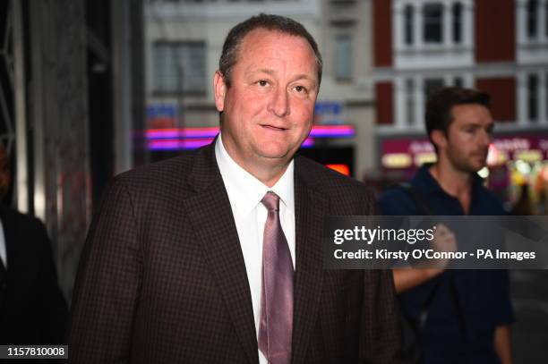 Sports Direct CEO Mike Ashley leaving the Sports Direct headquarters in London, as the company has revealed it is being pursued by authorities in...