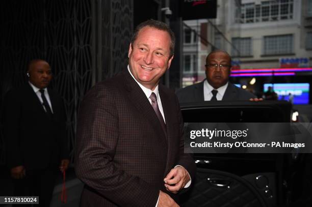 Sports Direct CEO Mike Ashley leaving the Sports Direct headquarters in London, as the company has revealed it is being pursued by authorities in...