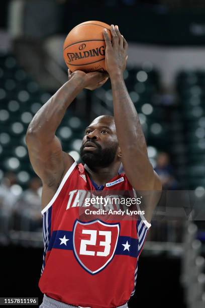 Jason Richardson of Tri State shoots a free throw against the Killer 3s during Week One of the BIG3 three on three basketball league at Bankers Life...