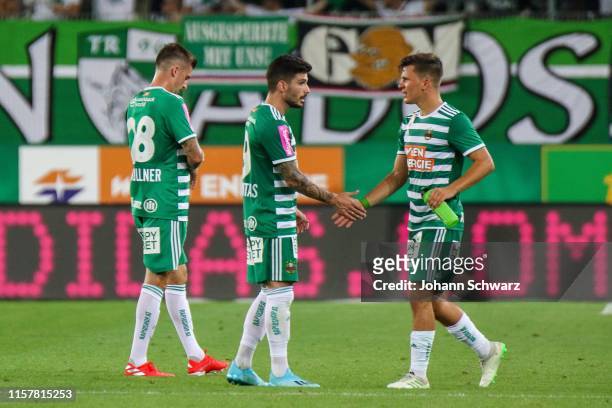 Christoph Knasmuellner, Taxi Fountas and Thomas Murg of Rapid looks dejected during tipico Bundesliga match between SK Rapid Wien and FC Red Bull...