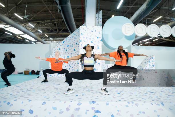 Deja Riley conducts her presentation during POPSUGAR Play/Ground at Pier 94 on June 23, 2019 in New York City.
