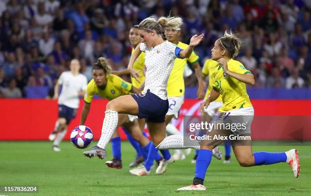 Amandine Henry of France scores her team's second goal during the 2019 FIFA Women's World Cup France Round Of 16 match between France and Brazil at...