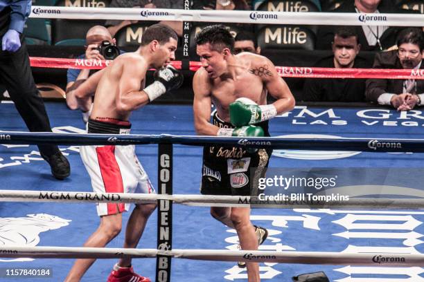 Francisco Vargas defeats Abner Cotto by UD in their Super Featherweight boxing match at The MGM Hotel on March 8, 2014 in Las Vegas. Both men throw...