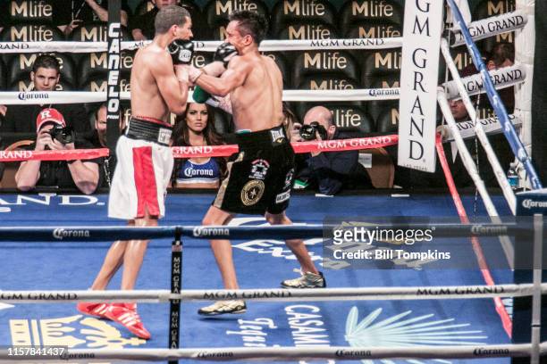 Francisco Vargas defeats Abner Cotto by UD in their Super Featherweight boxing match at The MGM Hotel on March 8, 2014 in Las Vegas. Both men throw...