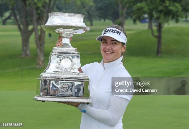 Hannah Green of Australia poses with the trophy after her one shot victory in the final round of the 2019 KPMG Women's PGA Championship at Hazeltine...