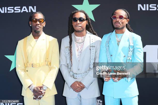 Offset, Takeoff and Quavo of Migos attend the 2019 BET Awards on June 23, 2019 in Los Angeles, California.