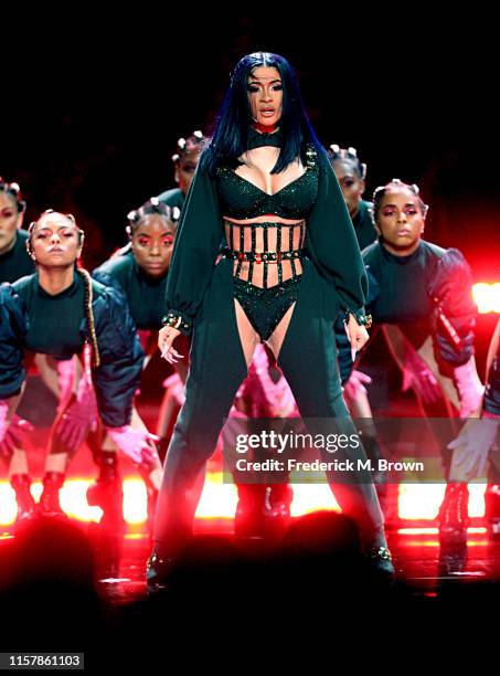 Cardi B performs onstage at the 2019 BET Awards at Microsoft Theater on June 23, 2019 in Los Angeles, California.