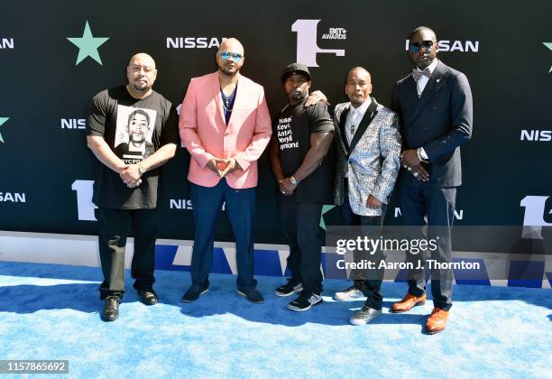 Raymond Santana Jr., Kevin Richardson, Antron McCray, Korey Wise and Yusef Salaam aka the 'Central Park Five' attend the 2019 BET Awards on June 23,...