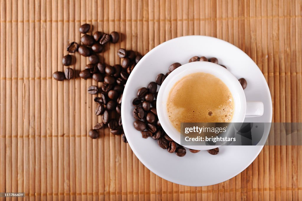 Espresso cup on a mat