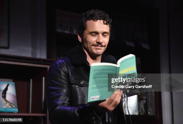 Actor James Franco does a reading onstage during 'An Evening with the Cast of HBO's The Deuce' to benefit Housing Works at Housing Works Bookstore...