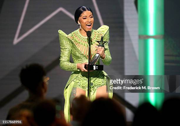 Cardi B accepts the Album of the Year award for 'Invasion of Privacy' onstage at the 2019 BET Awards at Microsoft Theater on June 23, 2019 in Los...