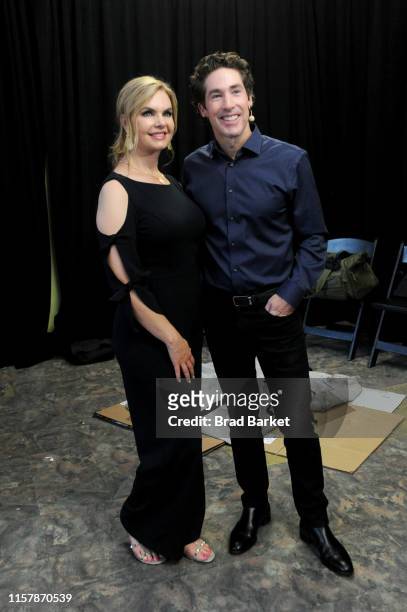 Victoria Osteen and Joel Osteen attend Highwire Live In Times Square With Nik Wallenda on June 23, 2019 in New York City.