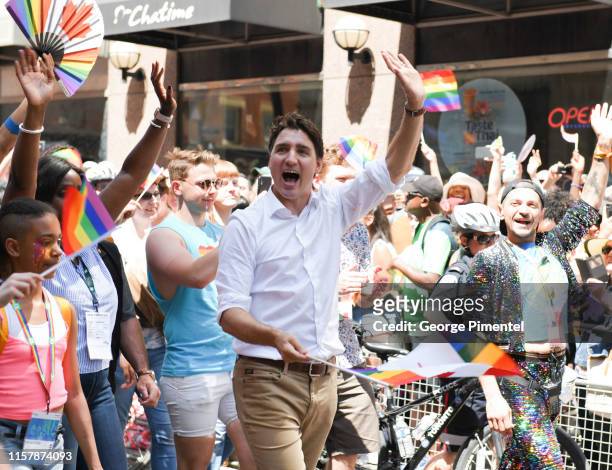 Prime Minister Justin Trudeau began marching with participants on Yonge St. At the 39th Annual Toronto Pride Parade on Sunday June 23, 2019 in...