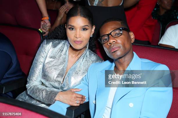 Tammy Collins and Kirk Franklin attend the 2019 BET Awards at Microsoft Theater on June 23, 2019 in Los Angeles, California.