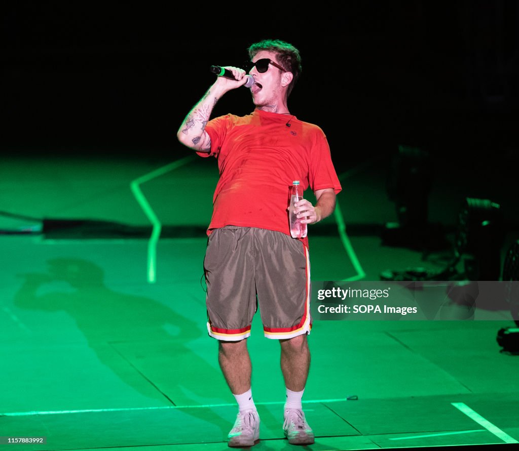 The italian rapper Dani Faiv opens the concert of singer and...