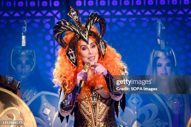 American singer and actress CHER performs at a sold out show in Toronto.