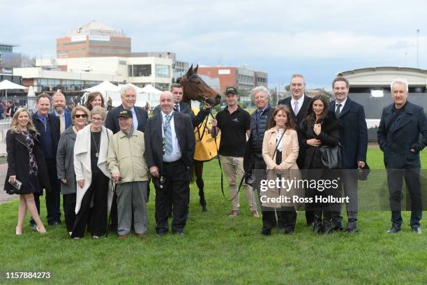 Owners of Benitoite after winning the Jenna Ross VOBIS Gold Reef at Caulfield Racecourse on July 27, 2019 in Caulfield, Australia.