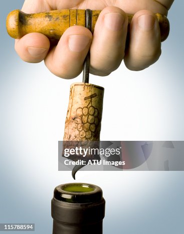 Corkscrew pulled from bottle Corkscrew pulled from bottle
