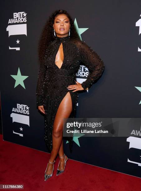 Taraji P. Henson poses in the press room at the 2019 BET Awards at Microsoft Theater on June 23, 2019 in Los Angeles, California.