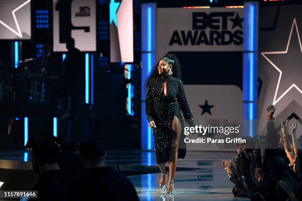 Taraji P. Henson speaks onstage at the 2019 BET Awards at Microsoft Theater on June 23, 2019 in Los Angeles, California.