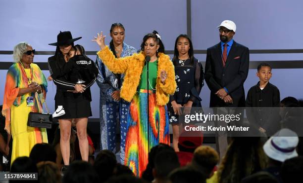 Nipsey Hussle's family Lauren London, Kross Ermias Asghedom, Samantha Smith, Angelique Smith, Emani Asghedom and Dawit Asghedom accept the...