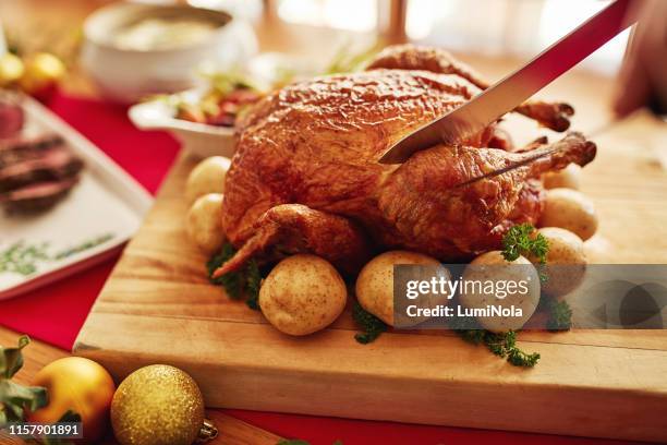 what's your favourite part of the turkey? - roast chicken table stock pictures, royalty-free photos & images