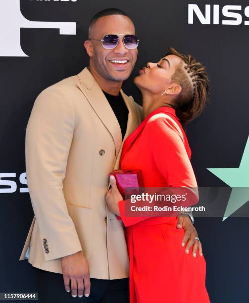 Meagan Good and DeVon Franklin attend the 2019 BET Awards on June 23, 2019 in Los Angeles, California.