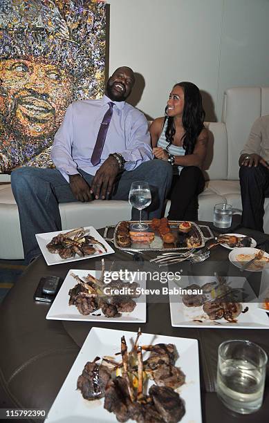 Shaquille O'Neal and Nicole Alexander attend 'SHAQ ATTACK' at Strega Waterfront on June 9, 2011 in Boston, Massachusetts.