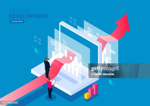 illustrations, cliparts, dessins animés et icônes de digital finance business development et service concept - development stock