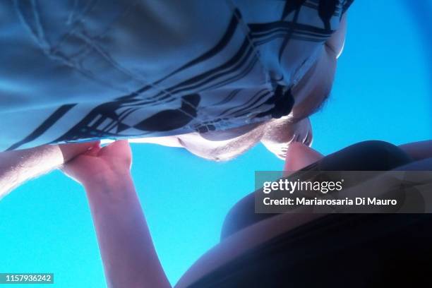 a bottom-up point of view of a summer kiss - lowest point stock pictures, royalty-free photos & images