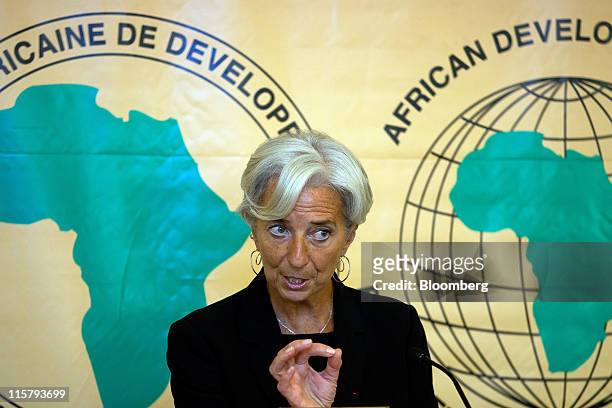 Christine Legarde, France's finance minister, speaks during a news conference in Lisbon, Portugal, on Friday, June 10, 2011. Legarde, who has taken...