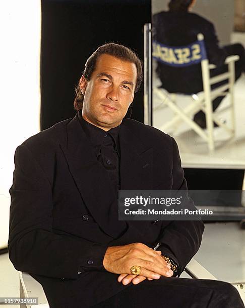 Actor and martial arts champion Steven Seagal posing. He will be awarded at Telegatti. Milan, May 8th, 1995