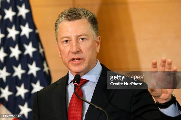 United States Special Representative for Ukraine Negotiations Kurt Volker speaks during a press-conference about US-Ukrainian relations, in Kiev,...