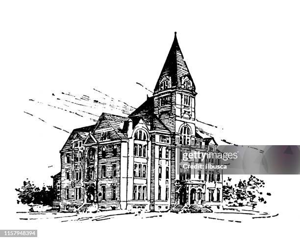 antique illustration of usa: atlanta, georgia - school of technology - atlanta georgia stock illustrations