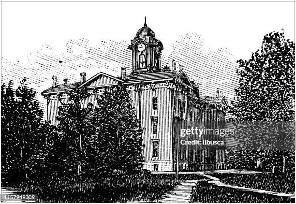 antique illustration of usa: normal, illinois - state normal university - normal il stock illustrations