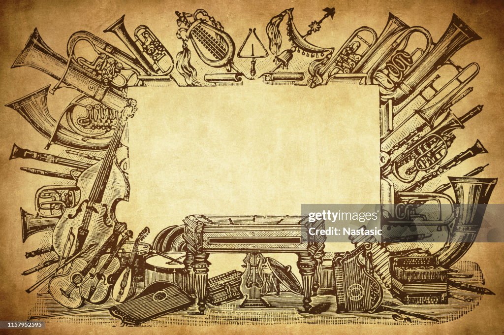 Musical Instruments Classic Background Musical Instruments On A Vintage Background With Copy Space High-Res ...