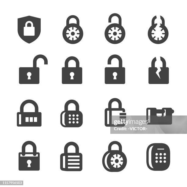 stockillustraties, clipart, cartoons en iconen met sloten iconen-acme serie - slot beveiligingsapparatuur